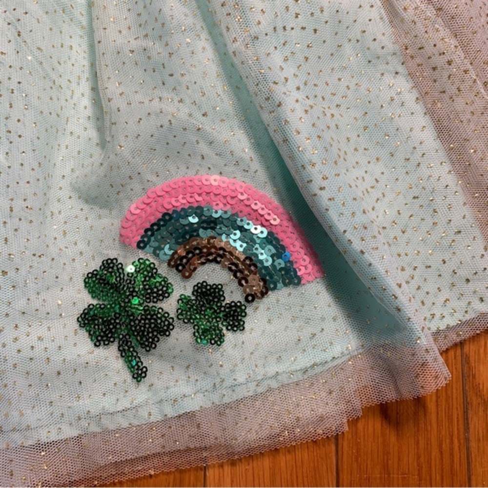 New Maggie & Zoe St Patricks Day Girls 7/8 Sequin Tutu & Top Outfit - Picture 2 of 7